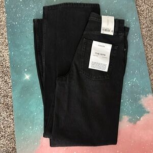 Frame jeans the 1978 black high rise straight wide leg button fly size 25 $298